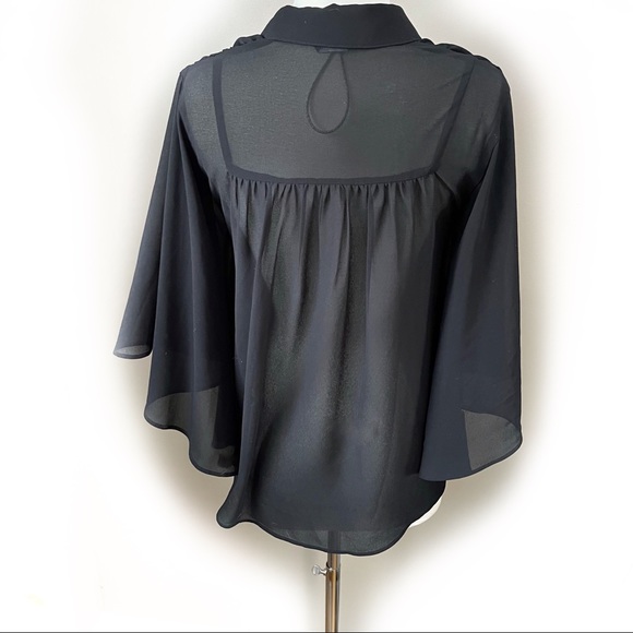 3 / $25 Splash black sheer dolman sleeve blouse size 12 - Picture 3 of 4